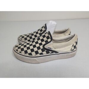 Vans Classic Slip-On Platform Checker Black White Low-top Women's 7 Mens 5.5